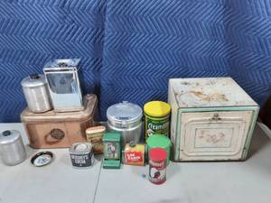 lot 12 image: Lot Of Assorted Kitchen Tins, Bread Boxes & Canisters