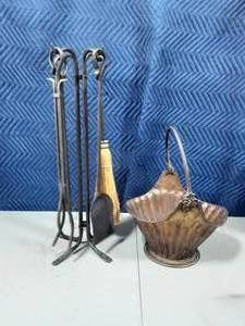 lot 26 image: Coal Scuttle & Fireplace Tool Set