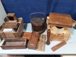 lot 36 image: Vintage Wood Crates, Assorted Boxes, Cigar & Others