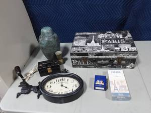 lot 45 image: European Collectibles French Case, British Clock, More