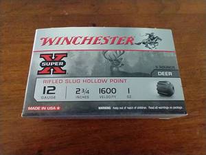 lot 29 image: 5 Rounds 12 Gauge Rifled Slug Hollow Point Ammunition