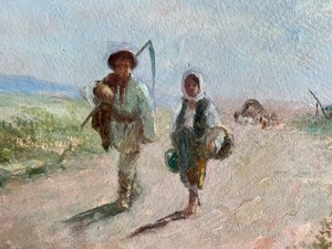 lot 9 image: Lovely Country Side Painting Oil on Canvas