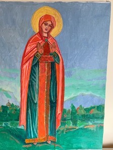lot 23 image: Religious Icon Painting on Canvas