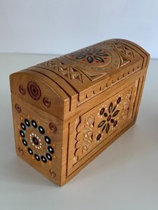 lot 38 image: Two Wooden Boxes (Rizba) w Inlay Designs
