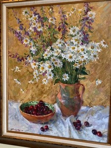 lot 73 image: Framed Oil on Canvas Still Life by Olexa Bulavitsky