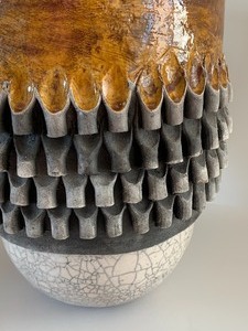 lot 92 image: Stunning Raku Pottery and Ceramic Vase
