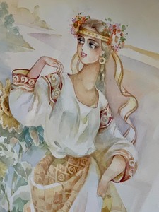 lot 139 image: Trypillian Watercolor by Nadia Starovoytova