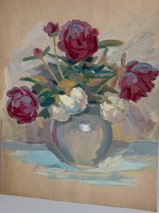 lot 256 image: Unframed Floral Work of Art