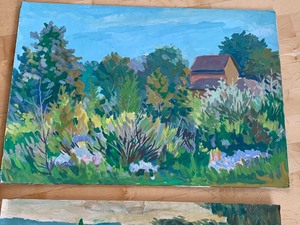 lot 180 image: Two Unframed Scenic Oil on Board Paintings by Nicholas Antochy, aka Mykola Antochy