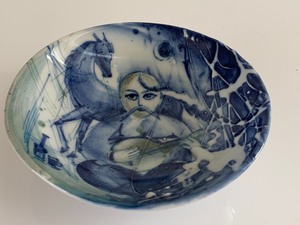 lot 216 image: Small Painted Bowl Depicting Cossack Mammay