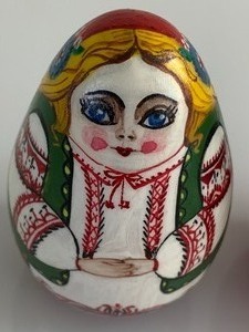 lot 227 image: Two Adorable Egg Shaped Painted Figurines
