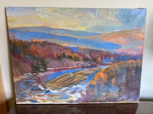 lot 18 image: Beautiful Landscape Unframed Oil on Canvas Painting