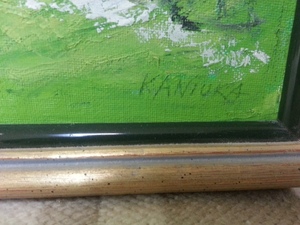 lot 366 image: Original Art by Olexander Kaniuka, Title White Geese By The Brook