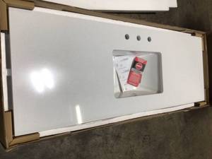 lot 12 image: Home Decorators Collection 61 in. W x 22 in. D Engineered Marble Vanity Top in Snowstorm with White Single Trough Sink see all pictures