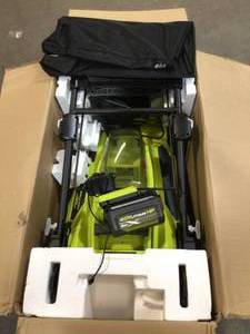 lot 30 image: Ryobi 20 in. 40-Volt Brushless Lithium-Ion Cordless Battery Walk Behind Push Lawn Mower 6.0 Ah BatteryCharger Included customer return see all pictures
