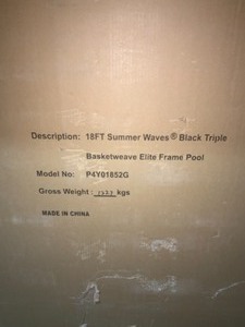 SUMMER WAVES BLACK BASKETWEAVE 18 FT. ROUND 52 IN. D ELITE METAL FRAME POOL PACKAGE WITH SAND FILTER PUMP. SEE PICTURES