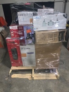 PALLET OF ASSORTED HOUSEHOLD ITEMS AND SMALL APPLIANCES. VARIOUS CONDITIONS. SEE PICTURES
