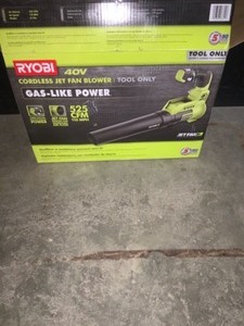 RYOBI 110 MPH 525 CFM 40-VOLT LITHIUM-ION CORDLESS VARIABLE SPEED BATTERY JET FAN LEAF BLOWER (TOOL ONLY). SEE PICTURES