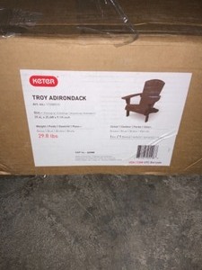 KETER TROY BROWN ADIRONDACK CHAIR. SEE PICTURES