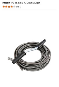 HUSKY 12 in. x 50 ft. Drain Auger. See Pictures