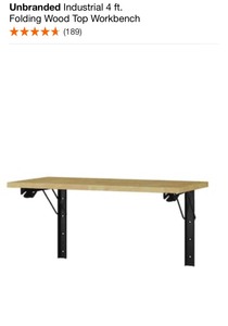 UNBRANDED Industrial 4 ft. Folding Wood Top Workbench. See Pictures
