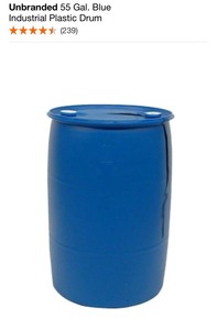 UNBRANDED 55 Gal. Blue Industrial Plastic Drums. See Pictures