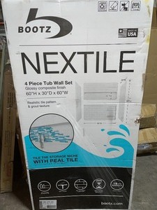 BOOTZ INDUSTRIES Nextile 30 in. x 60 in. x 60 in. 4-Piece Direct-to-Stud Alcove Tub Surround in White. See Pictures