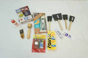lot 91 image: Paint brushes, adhesives, etc