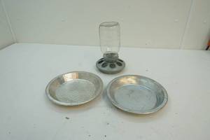 lot 200 image: Pie pans, poultry feeder