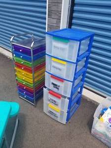 2 Plastic Drawer Storage Bin Racks