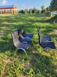 5 Black Leather Chairs