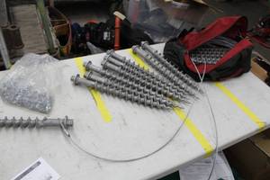 lot 980 image: Lot of (14) Anchor Screws with Crimped Wire and Washer 18Lx2D