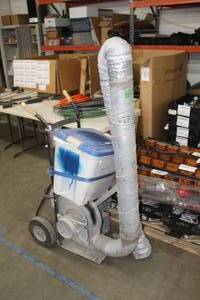 lot 983 image: Commercial Vacuum System 2-wheel  with Hoses and Connectors