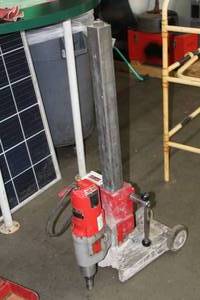 lot 1066 image: Milwaukee Heavy Duty Dymodrill Coring Drill  with Stand