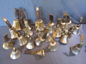 lot 20 image: Silver brass hand bells, Swiss made...