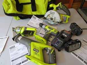 lot 112 image: Ryobi tool kit 18V Lithium, circul...