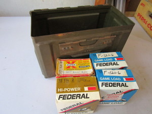 lot 135 image: Metal ammo box with 12ga shells -3-...