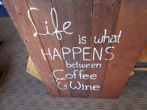 lot 227 image: Wooden sign Coffee  Wine, 22x31...