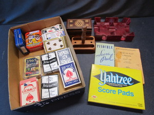 lot 272 image: Playing cards, holders with Vintage...