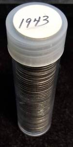 lot 13 image: ROLL OF 50 US WWII WARTIME STEEL CENTS 50 COINS