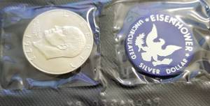 lot 28-A image: 1973-S PROOF 40% SILVER EISENHOWER DOLLAR BLUE PACK