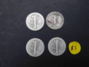 Four Early Date Mercury Dimes 1917 P-D-S and 1920