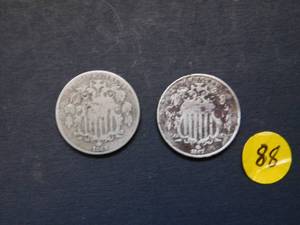 1867 and 1869 Shield Nickels Price Guide  $11.00 each