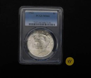 1922 Peace Silver Dollar PCGS MS64  PCGS Price Guide is $80