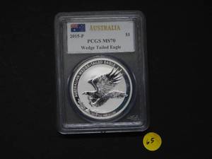 2015-P Australia Wedge Tail Eagle Silver dollar PCGS MS70 John Mercanti signed