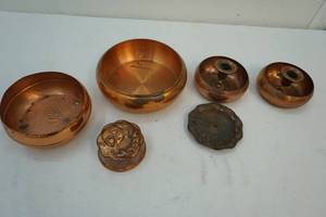 Copper mold, candle holders, bowls