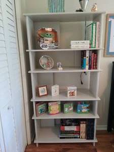 White bookshelf from West Elm