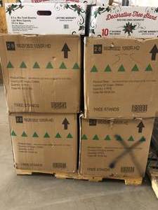 lot 6 image: Sorted pallet of Decorative Red tree stand up to 10 ft tree - see pictures