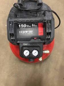lot 10 image: 6 Gal. 150 PSI Portable Electric Pancake Air Compressor by Porter-Cable- used - see pictures