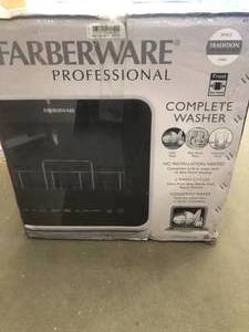 lot 29 image: 24 in. White Digital Portable 120-volt Dishwasher with 5-Cycles with 2-Place Setting Capacity by Farberware- open box not used- not tested - see pictures